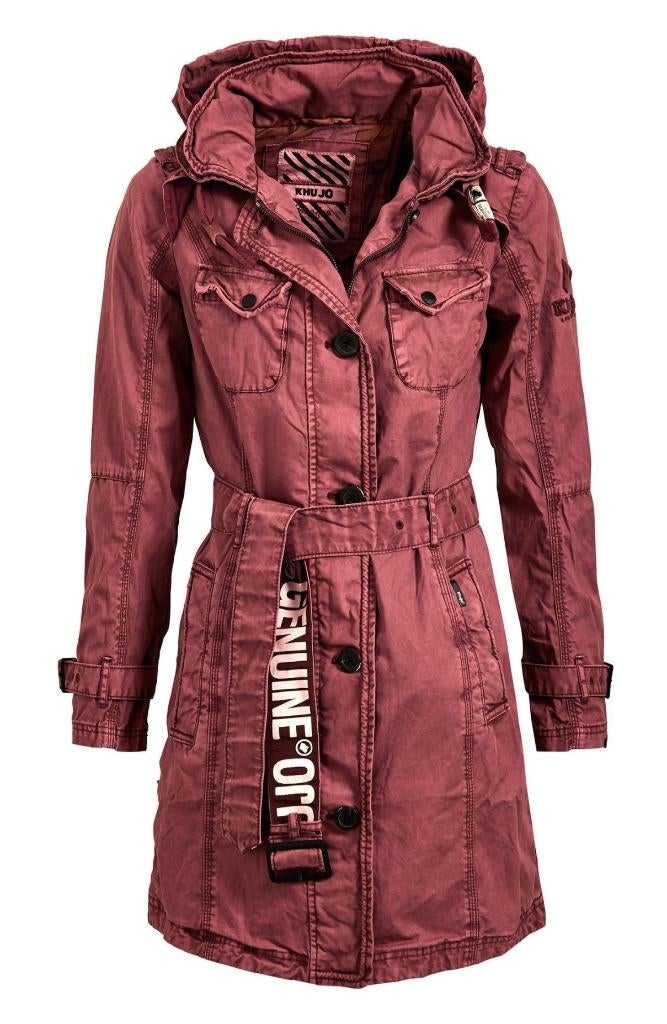 Khujo zomer herfst jas Menna, met capuchon, mt L, nieuw, Kleding | Dames, Jassen | Zomer, Nieuw, Maat 38/40 (M), Rood, Ophalen of Verzenden