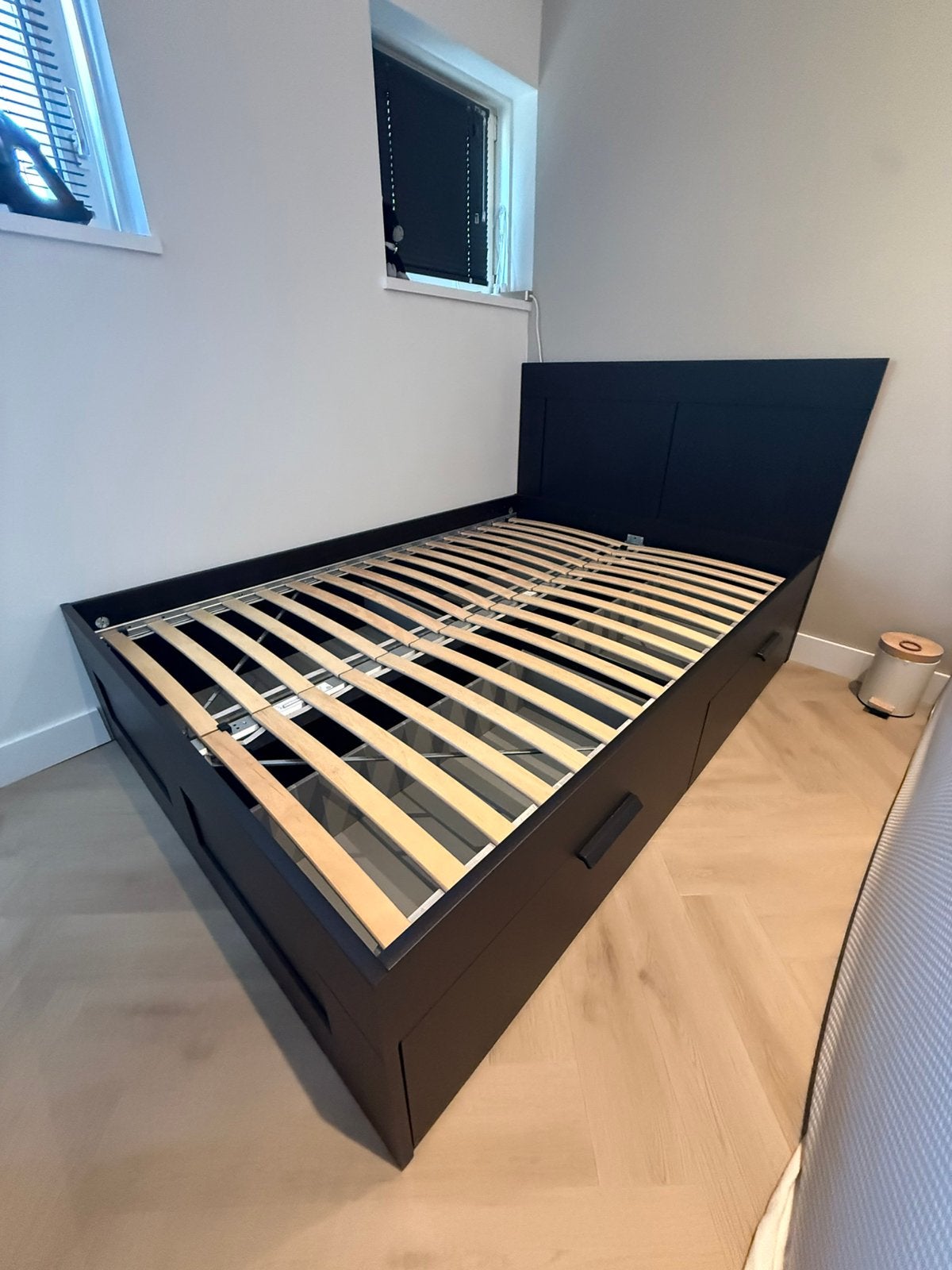 Ikea bed 140/200, Ophalen, Zwart, Tweepersoons, 140 cm