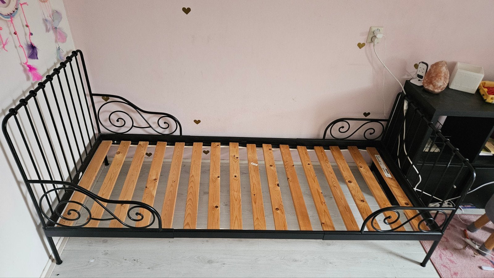 IKEA meegroeibed uitschuifbaar 130-200cm, Ophalen, Eenpersoons, Zwart, Overige maten