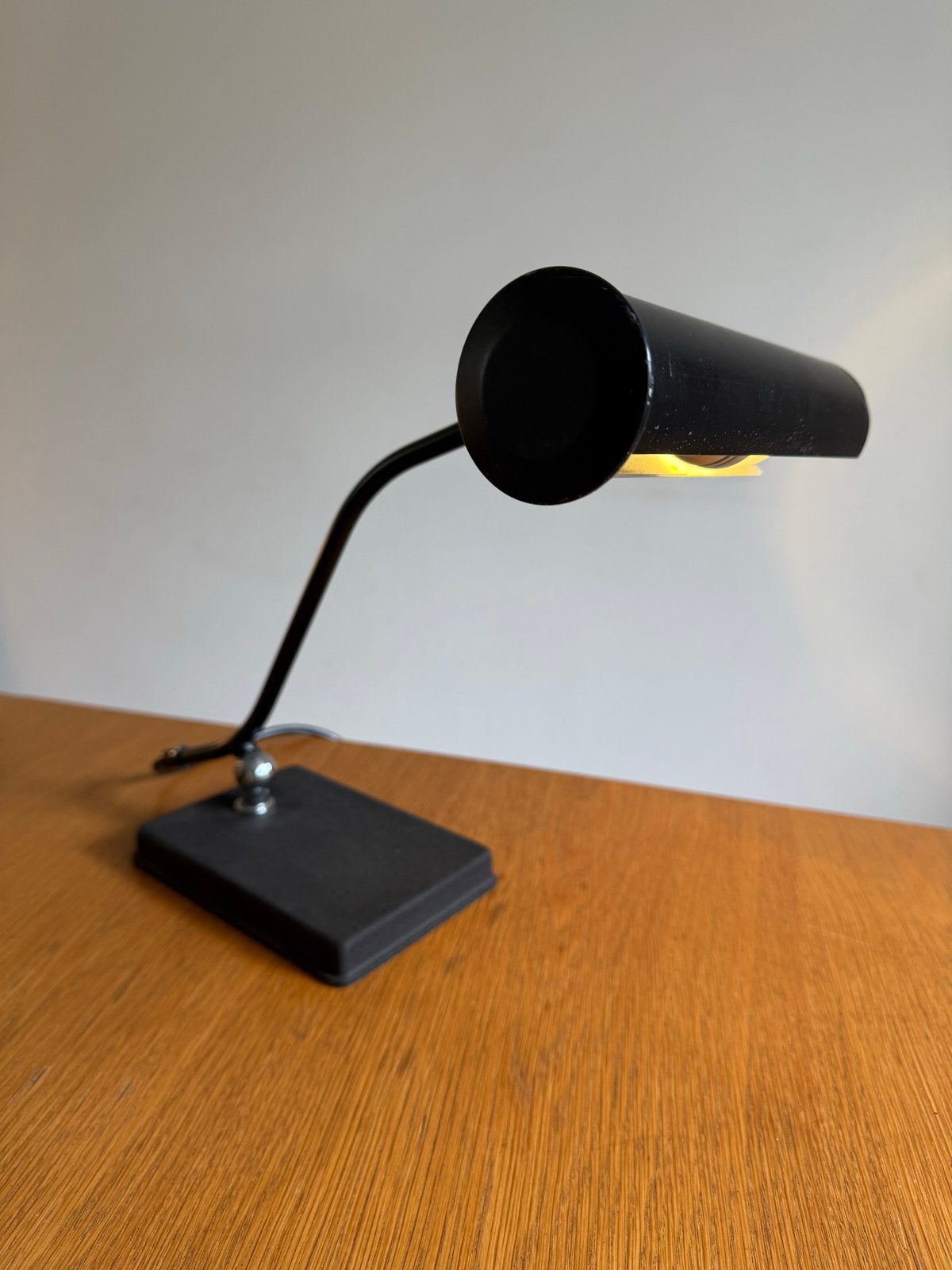 Vintage Anvia Almelo notarislamp - zwart midentury design, Bureaulamp, Overige merken, 30 cm, E14 (klein)