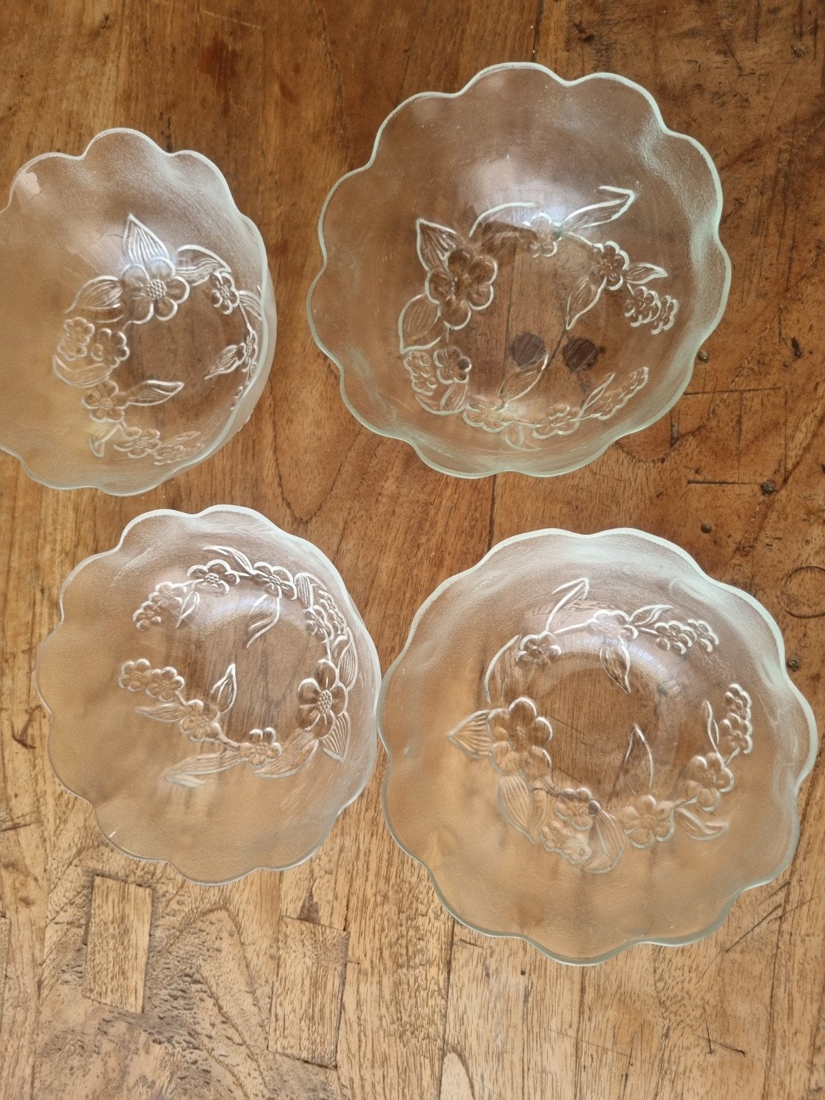 4 glazen dessert schaaltjes, Ophalen, Gebruikt, Vintage, Glas