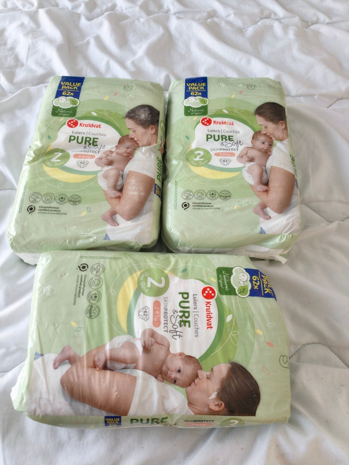 3 pakken Kruidvat Pure & Soft luiers maat 2 (nieuw), Ophalen of Verzenden