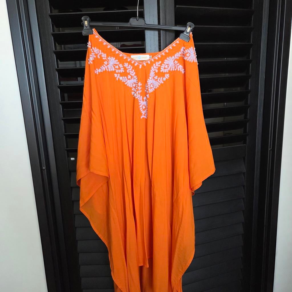 Strand kaftan one size oranje, Ophalen of Verzenden, Nieuw, Oranje, Onder de knie