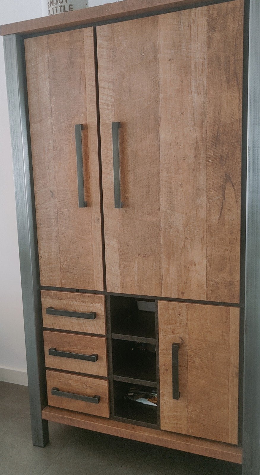 Industriële Kast, Kunststof lamulux en Metaal, Ophalen, Met deur(en), 50 tot 100 cm, Zo goed als nieuw