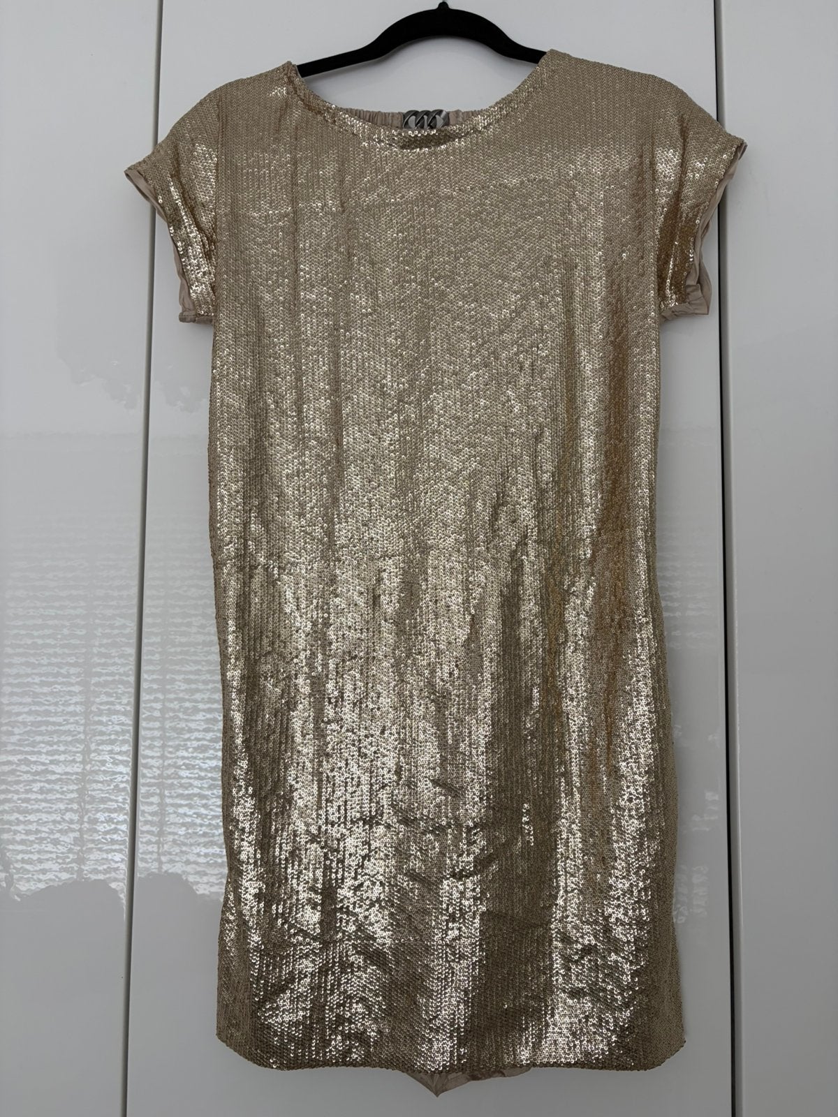Twinset jurk pailletten en waterval rug maat S, Ophalen of Verzenden, Zo goed als nieuw, Maat 36 (S), Boven de knie