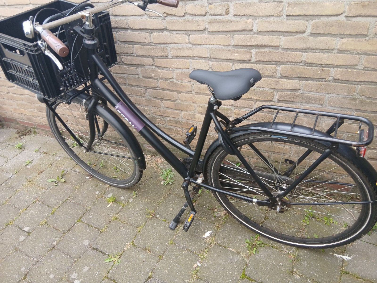 Mooie zwarte popal transport fiets 28 INCH, Ophalen, Terugtraprem, Gebruikt, Popal transport fiets