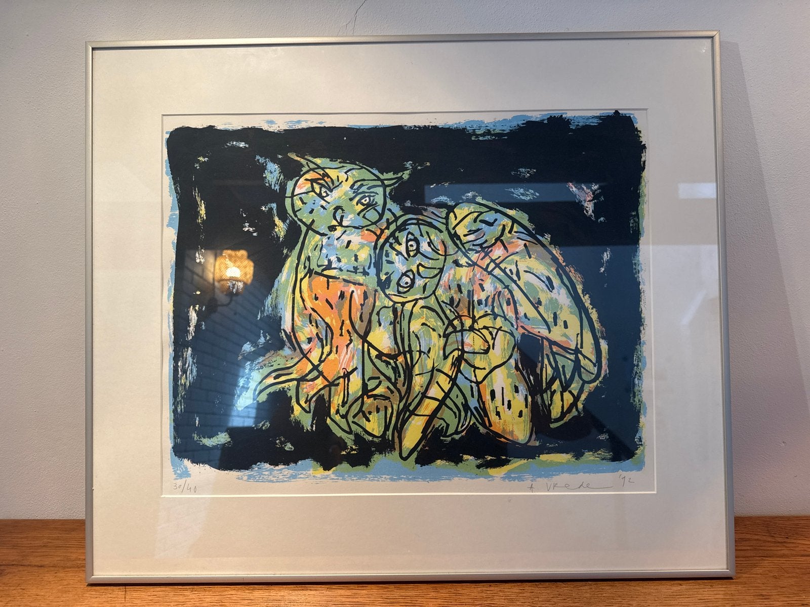 Gesigneerde zeefdruk A. Vrede, 1992 - 65,5 x 56 cm, Dagelijks leven, 1950 - 1999, Ophalen of Verzenden, Gesigneerd