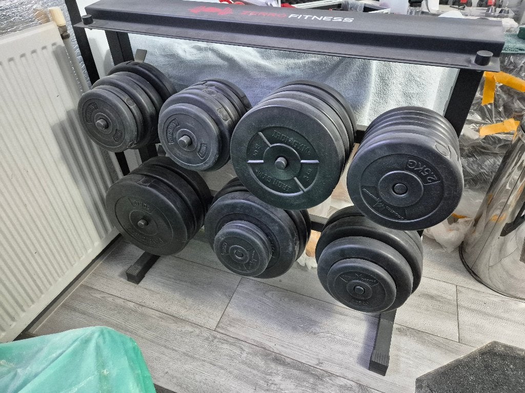 175kg halterset met toebehoren, Sport en Fitness, Fitnessmaterialen, Ophalen, Gebruikt, Benen, Halterset