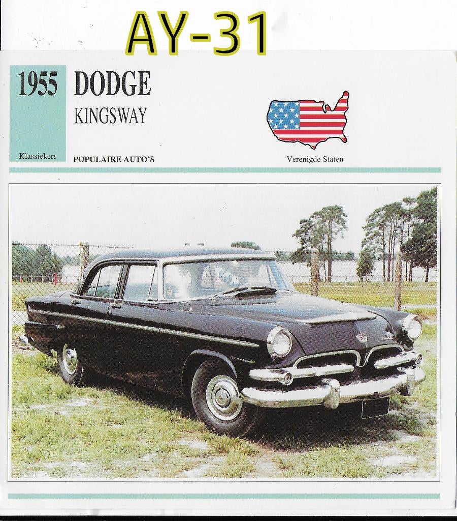 Ay-31 autokaart - dodge kingsway - 1955, Ophalen of Verzenden, Zo goed als nieuw, Auto's
