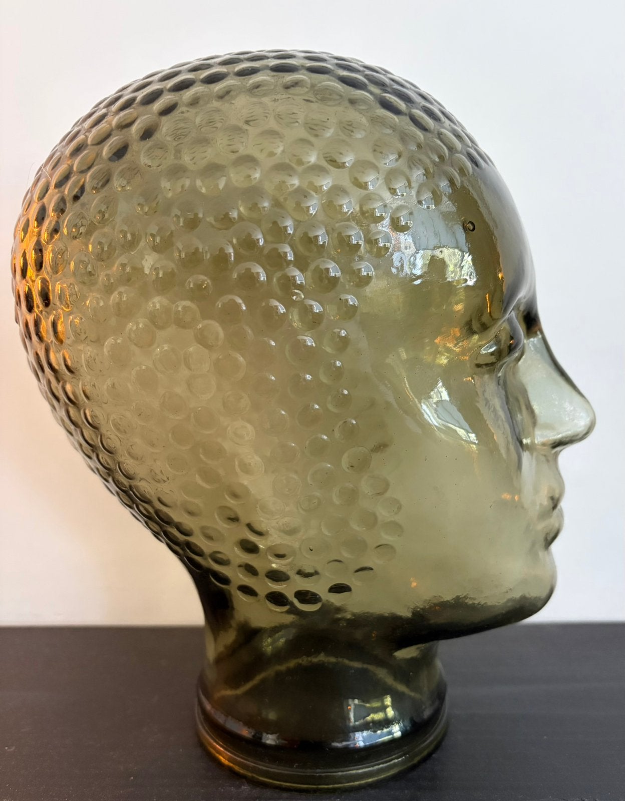 Vintage groen glas etalage / pas hoofd, Ophalen of Verzenden