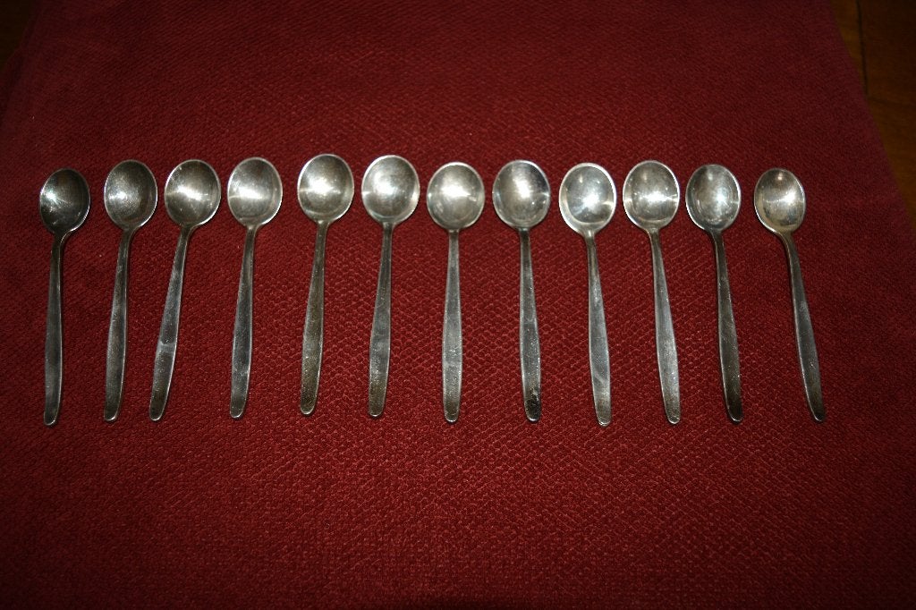 Keltum, set van 12 verzilverde theelepeltjes, Ophalen of Verzenden