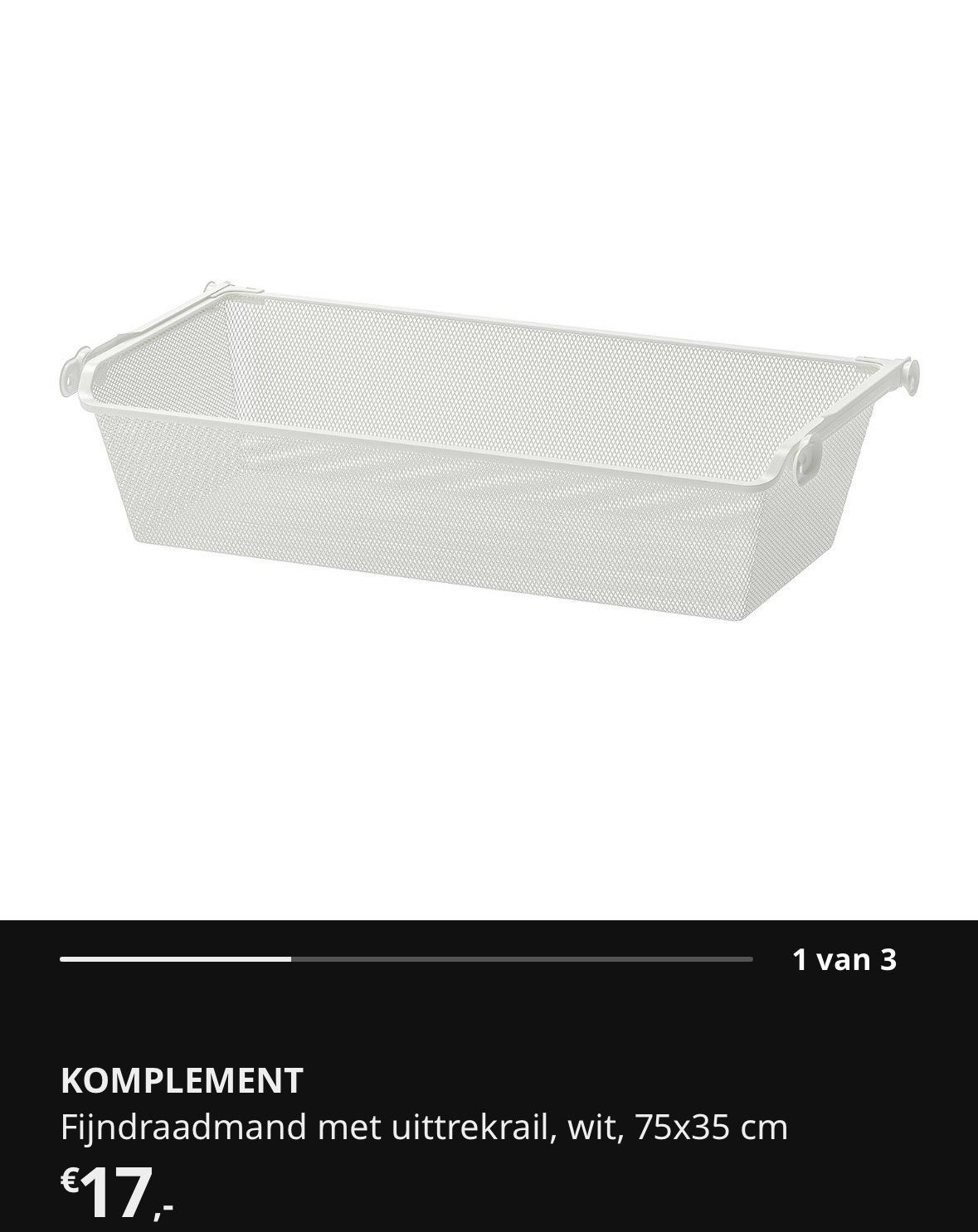 5x KOMPLEMENT Fijndraadmand met uittrekrail, wit, 75x35 cm, Ophalen, Nieuw, Minder dan 50 cm, 75 tot 100 cm