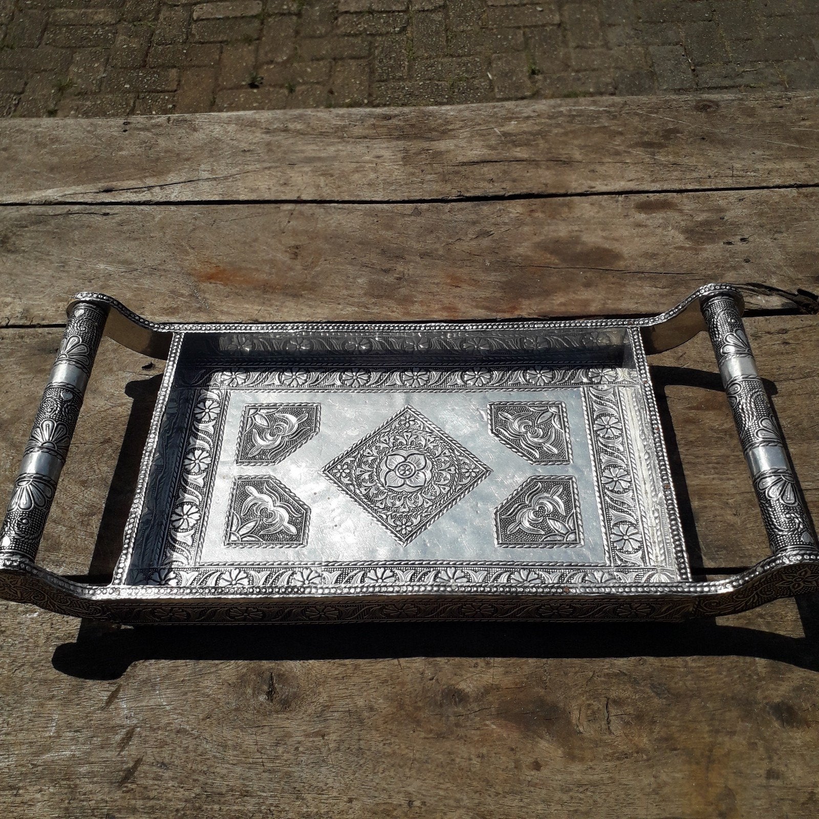Decoratief Dienblad met Oosterse Gravures - Metaal, Ophalen