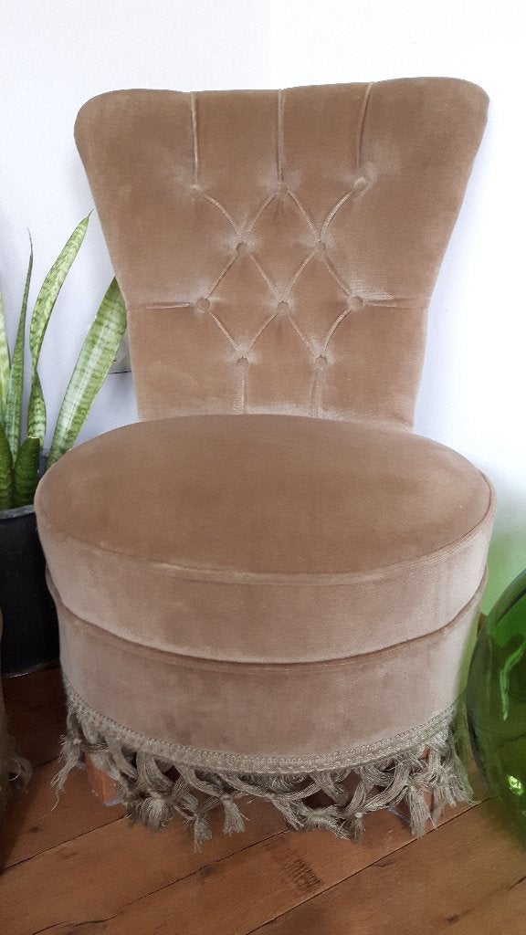 Vintage jaren 60/70 boudoirstoel., Ophalen, Gebruikt, Stof, Eén