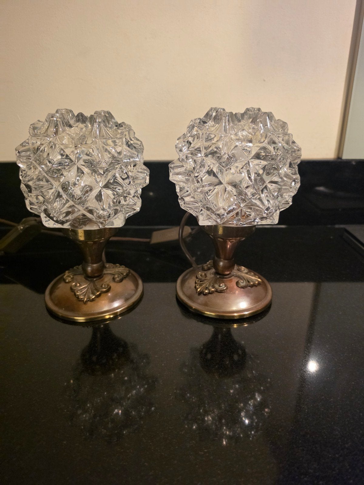 kristal lampen vintage 1970 mid centry messing, Ophalen of Verzenden, Zo goed als nieuw, Glas, Vintage