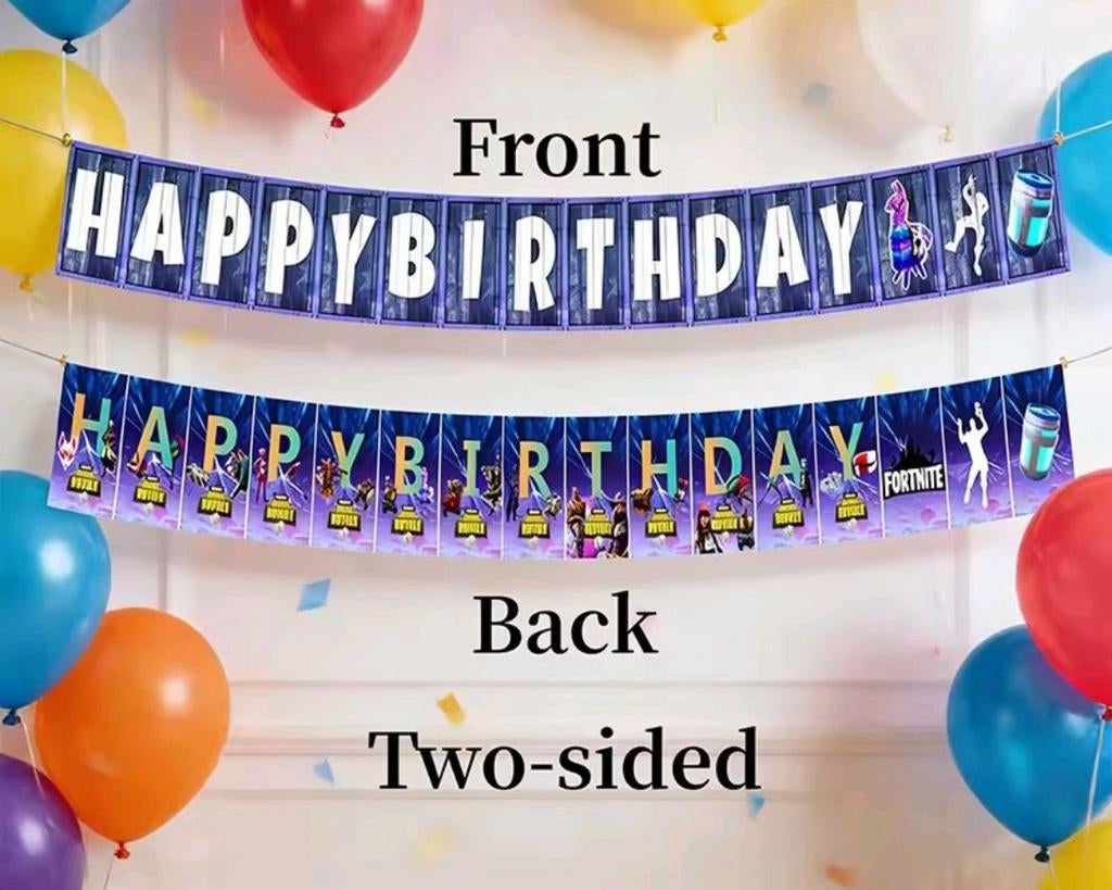 Nieuw Fortnite Happy Birthday Slinger - Dubbelzijdig, Ophalen of Verzenden, Nieuw, Versiering, Verjaardag