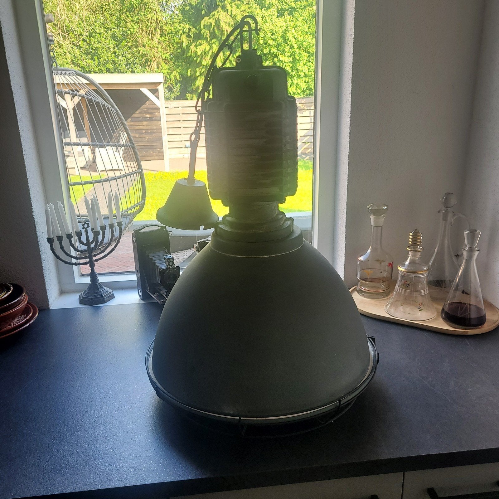 Industriele hanglamp, Huis en Inrichting, Lampen | Hanglampen, Ophalen, Zo goed als nieuw, Minder dan 50 cm