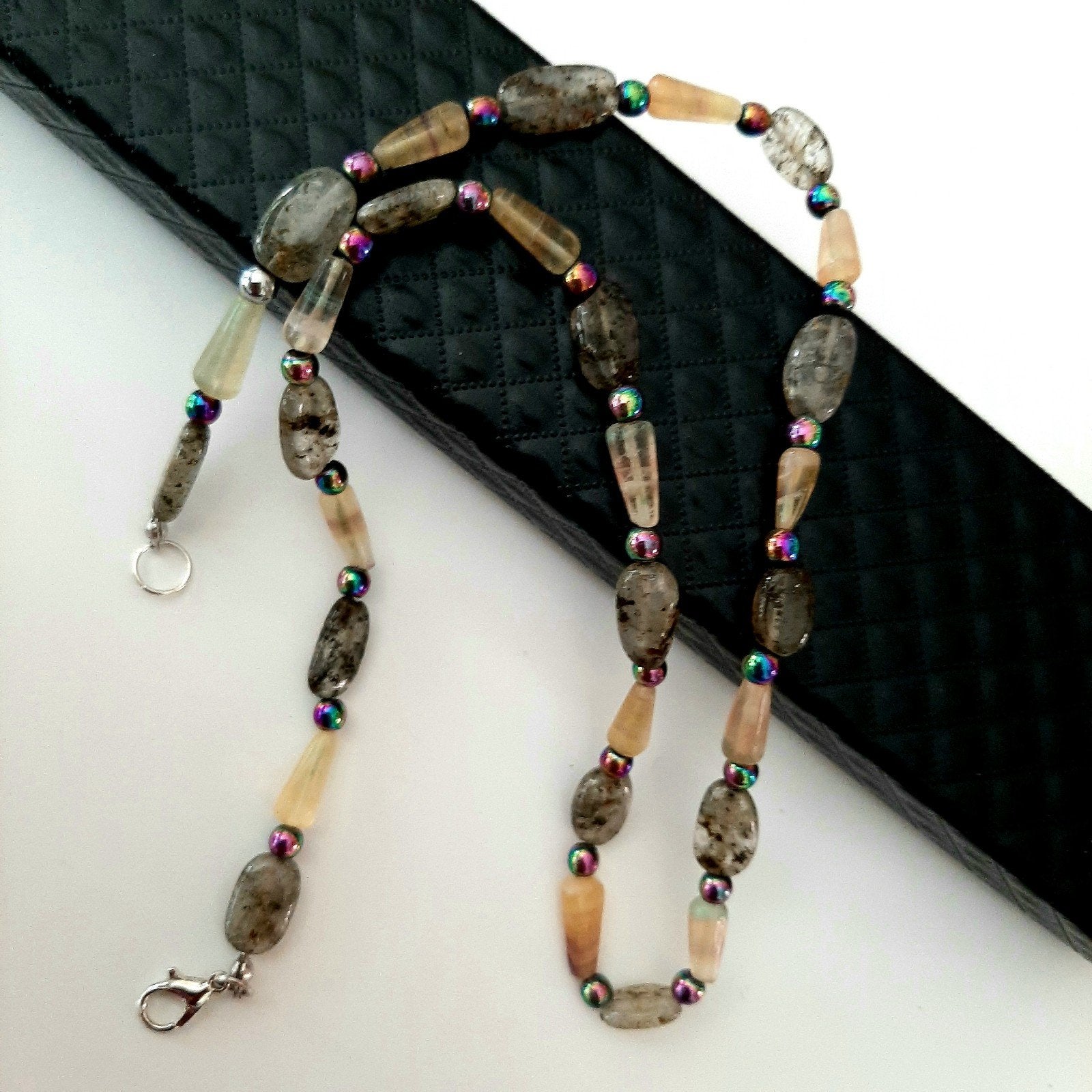 Unieke ketting met Zwarte Toermalijn - Agaat- Hematiet, Sieraden, Tassen en Uiterlijk, Kettingen, Nieuw, Ophalen of Verzenden
