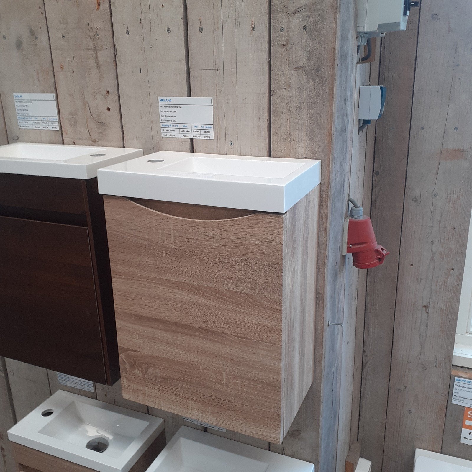 NIEUW! toiletmeubel, licht eiken, waskom+onderkast, Mela 40, Ophalen of Verzenden, Nieuw
