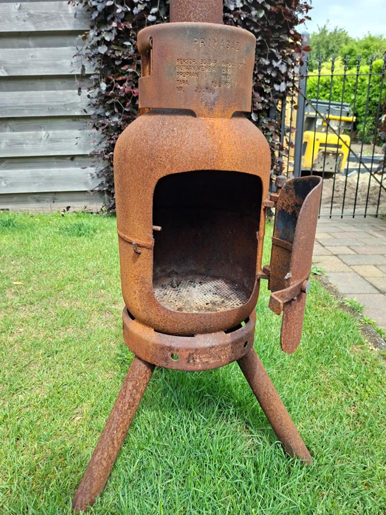 Terraskachel, terrashaard, tuinkachel van oude gasfles, Tuin en Terras, Tuinhaarden, Ophalen, Gebruikt