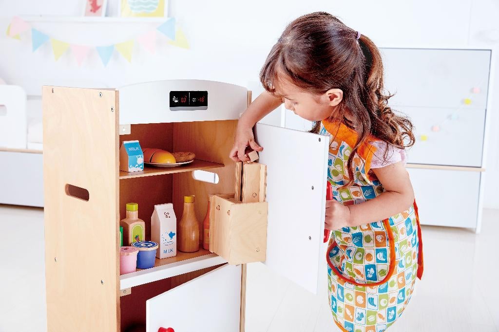 Hape houten koelkast, Kinderen en Baby's, Speelgoed | Speelkeukens, Nieuw, Speelkeuken, Hout, Ophalen of Verzenden