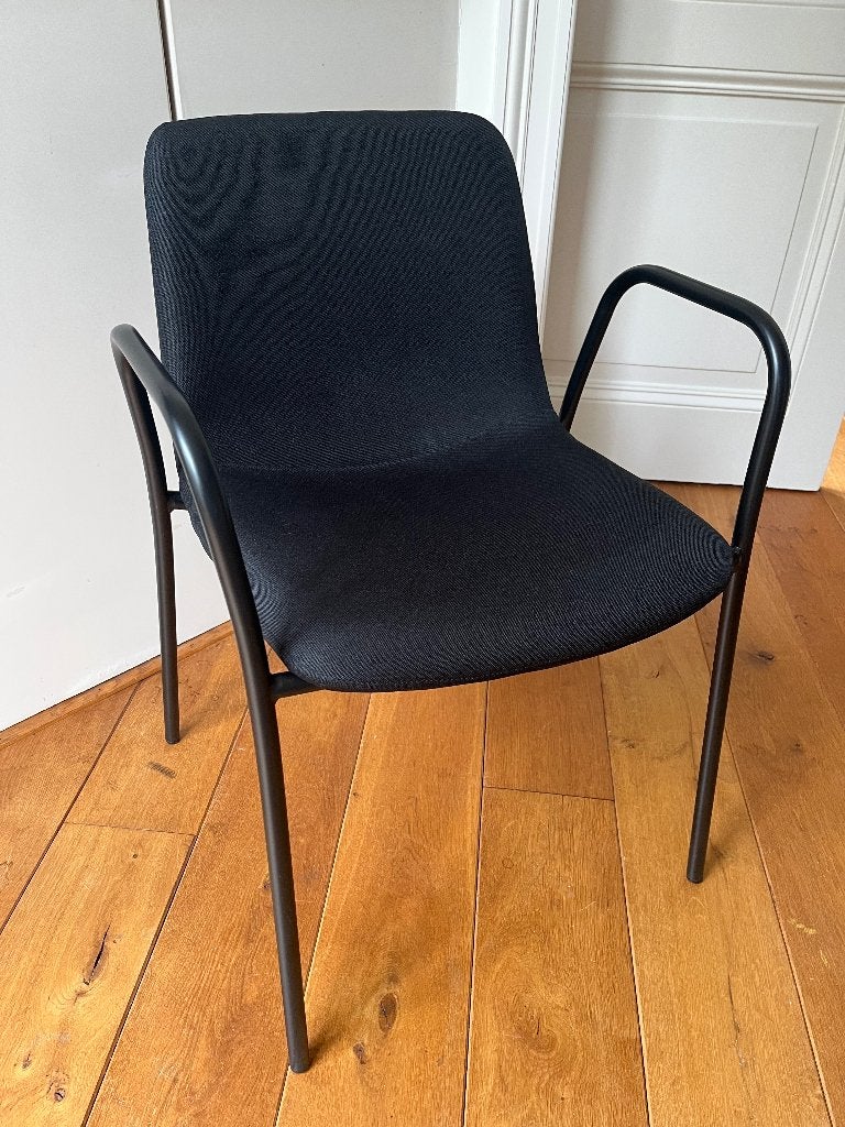 Set van 8 stoelen met armleuning, Huis en Inrichting, Stoelen, Ophalen, Zwart, Zo goed als nieuw, Stof