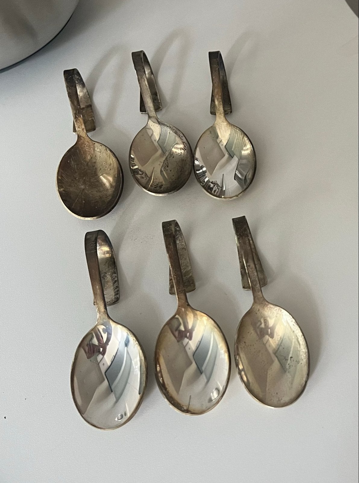 Set van 6 antieke verzilverde amuse lepels, Ophalen of Verzenden
