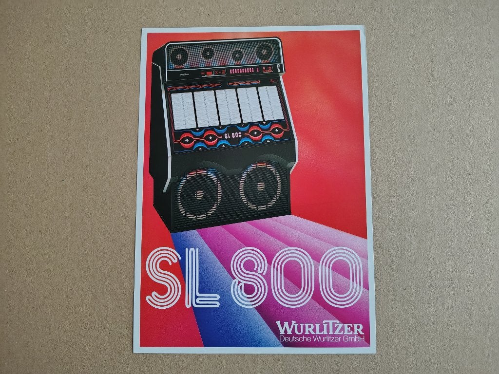 Flyer: Wurlitzer SL800 (1988) jukebox, Verzamelen, Verzenden, Gebruikt, 1950 tot 1960, Seeburg