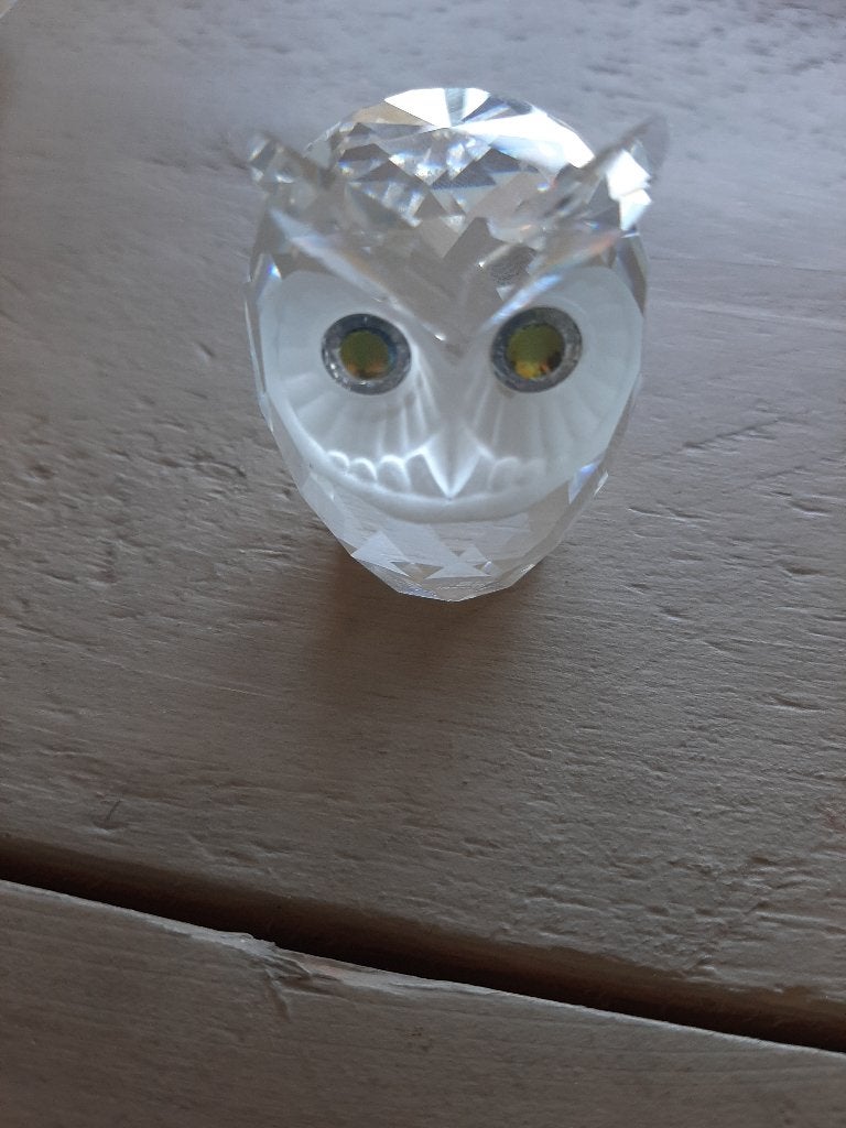 Swarovski uil met gouden ogen en zwaan (groot), Verzamelen, Swarovski, Ophalen of Verzenden, Zo goed als nieuw, Figuurtje