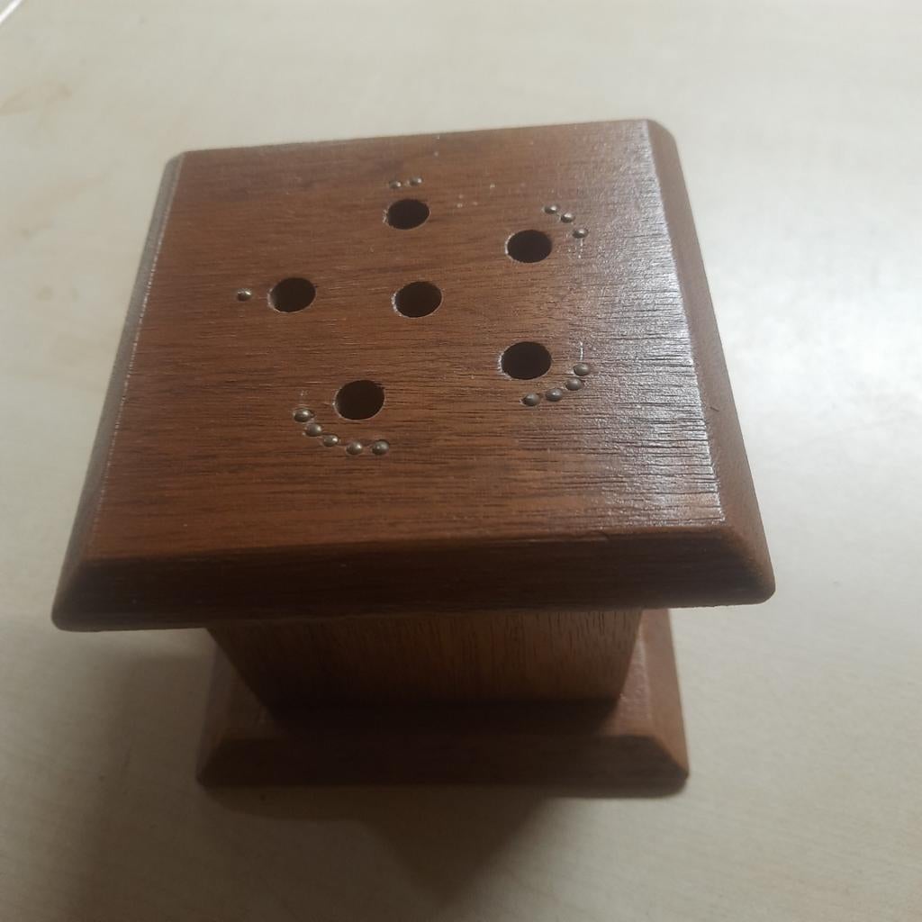 Vintage houten dobbelspel, weg met de 6 in stoofmodel, Ophalen of Verzenden, Gebruikt