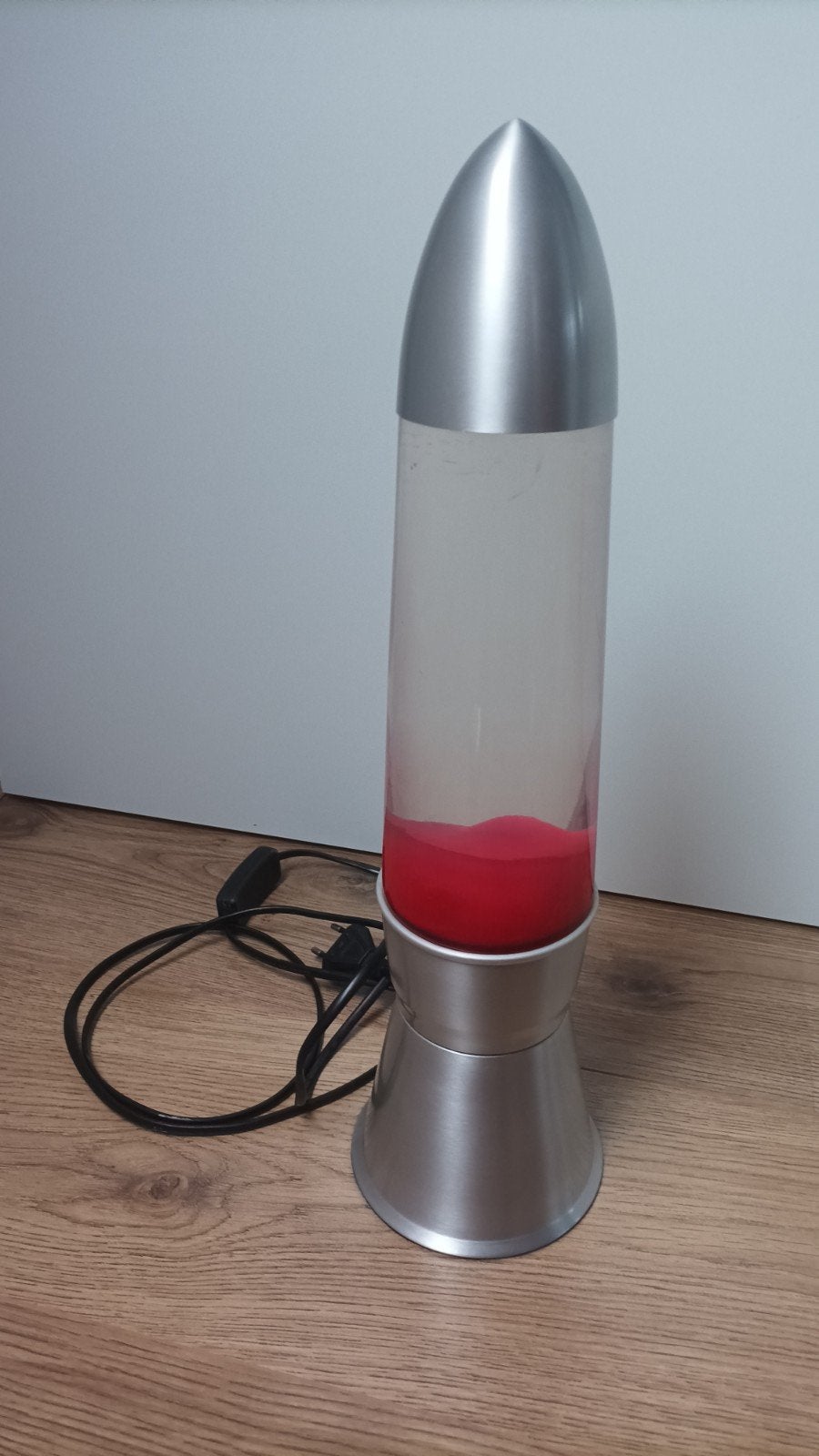 lavalamp vintage zilver rood, Lavalamp, Vintage, Ophalen of Verzenden, Rood