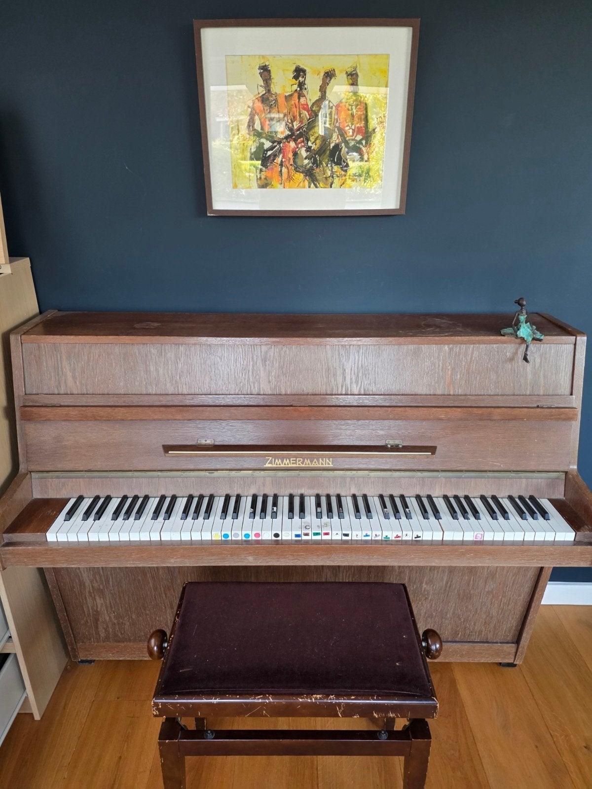 Bruine Zimmermann piano / aan een nieuwe pianist toe!, Ophalen, Gebruikt, Bruin, Piano
