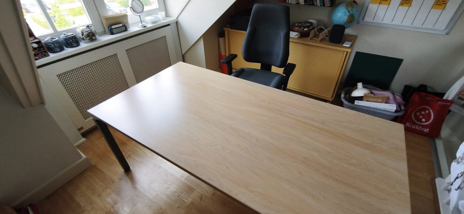 In hoogte verstelbaar bureau 180 x 90, Ophalen, Gebruikt, 180 cm, In hoogte verstelbaar