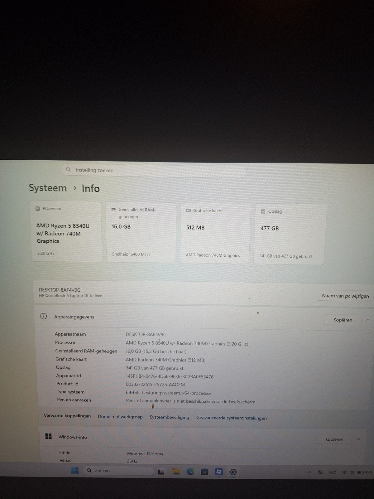 HP OmniBook 5 Laptop - AMD Ryzen 5, 16GB RAM, 477GB SSD, Ophalen of Verzenden