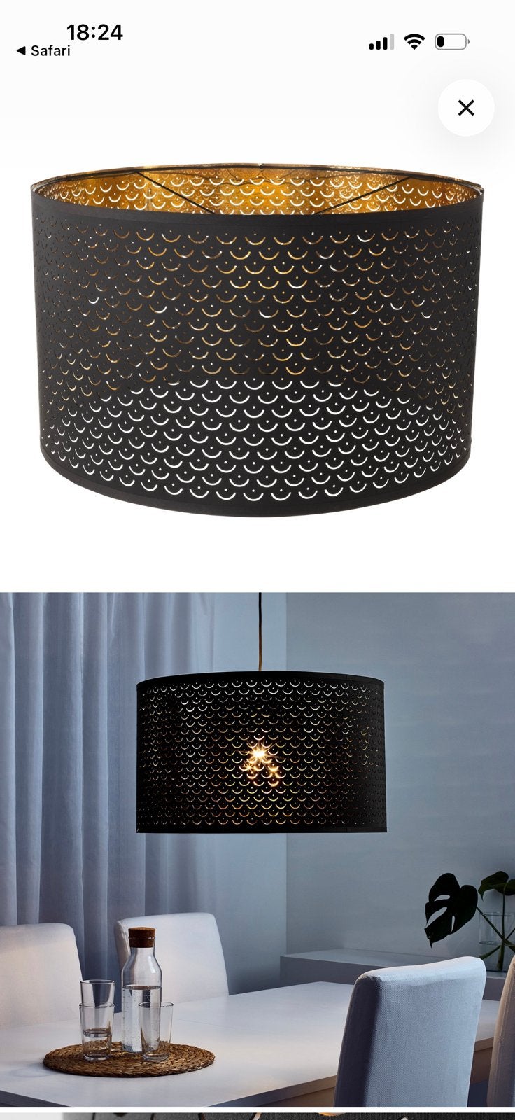 Ikea lamp nymö zwart/goud zo goed als nieuw!, Ophalen, Zo goed als nieuw, Zwart, Rond