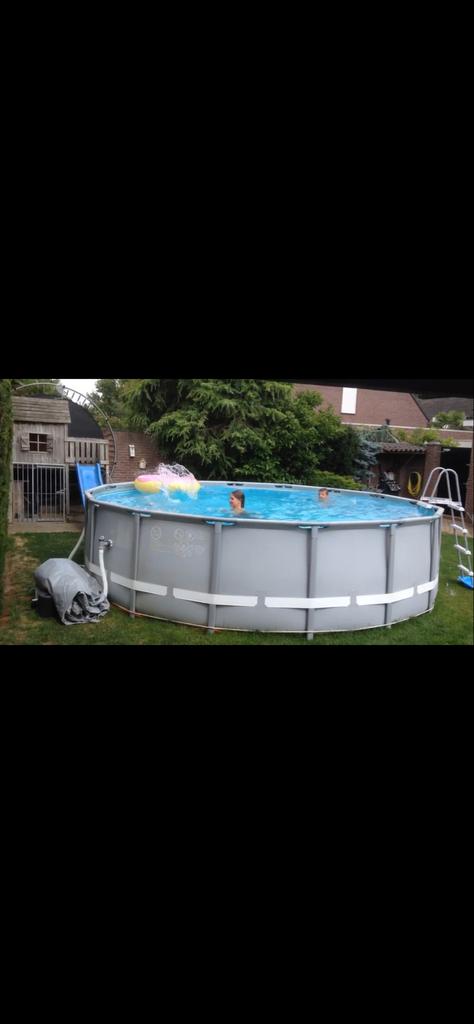 Intex Ultra Frame Zwembad 4.88x1.22m met Zoutwatersysteem, Tuin en Terras, Zwembaden, 120 cm of meer, Gebruikt, Rond, 300 cm of meer