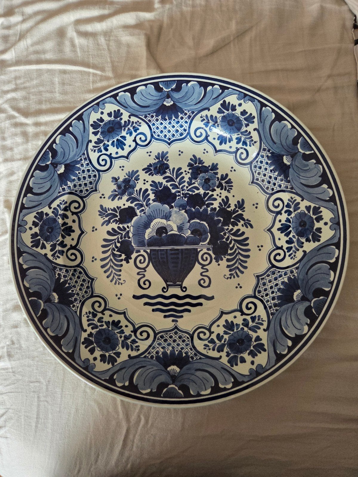 Groot antiek Delfts Blauw wandbord (40 cm) – Handgeschilderd, Ophalen