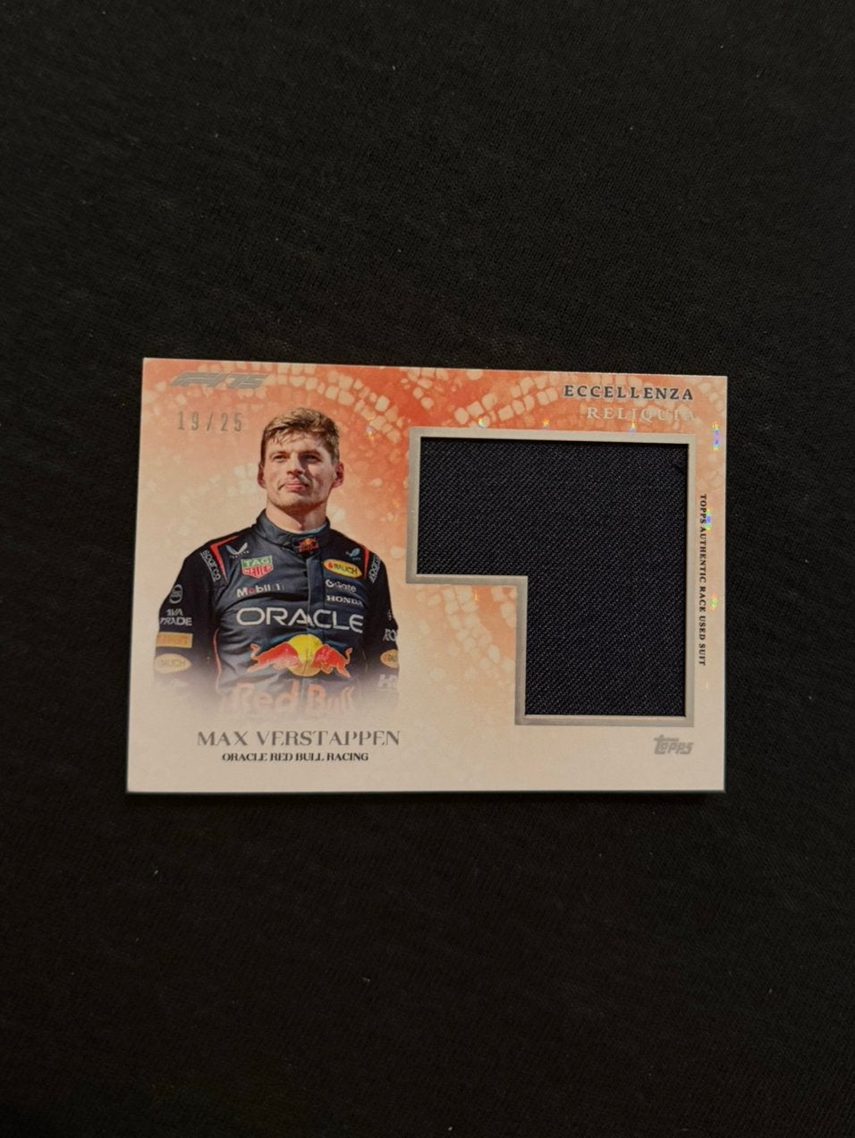 Max verstappen relic 19/25 topps f1 eccellenza 2025, Ophalen of Verzenden, Zo goed als nieuw
