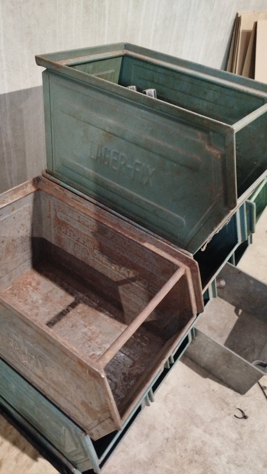 10 vintage metalen opbergbakken - industrieel, Ophalen