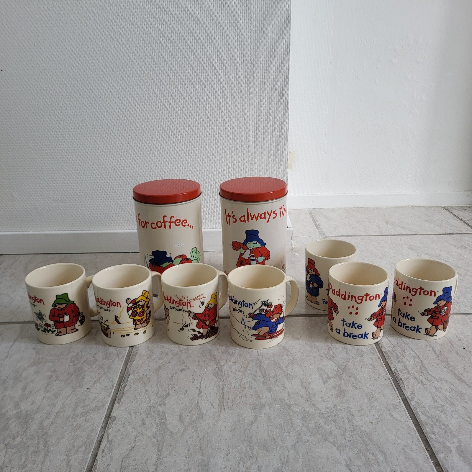 Paddington Beer blikken en mokken - Vintage set, Ophalen of Verzenden, Metaal, Meerkleurig, Overige merken