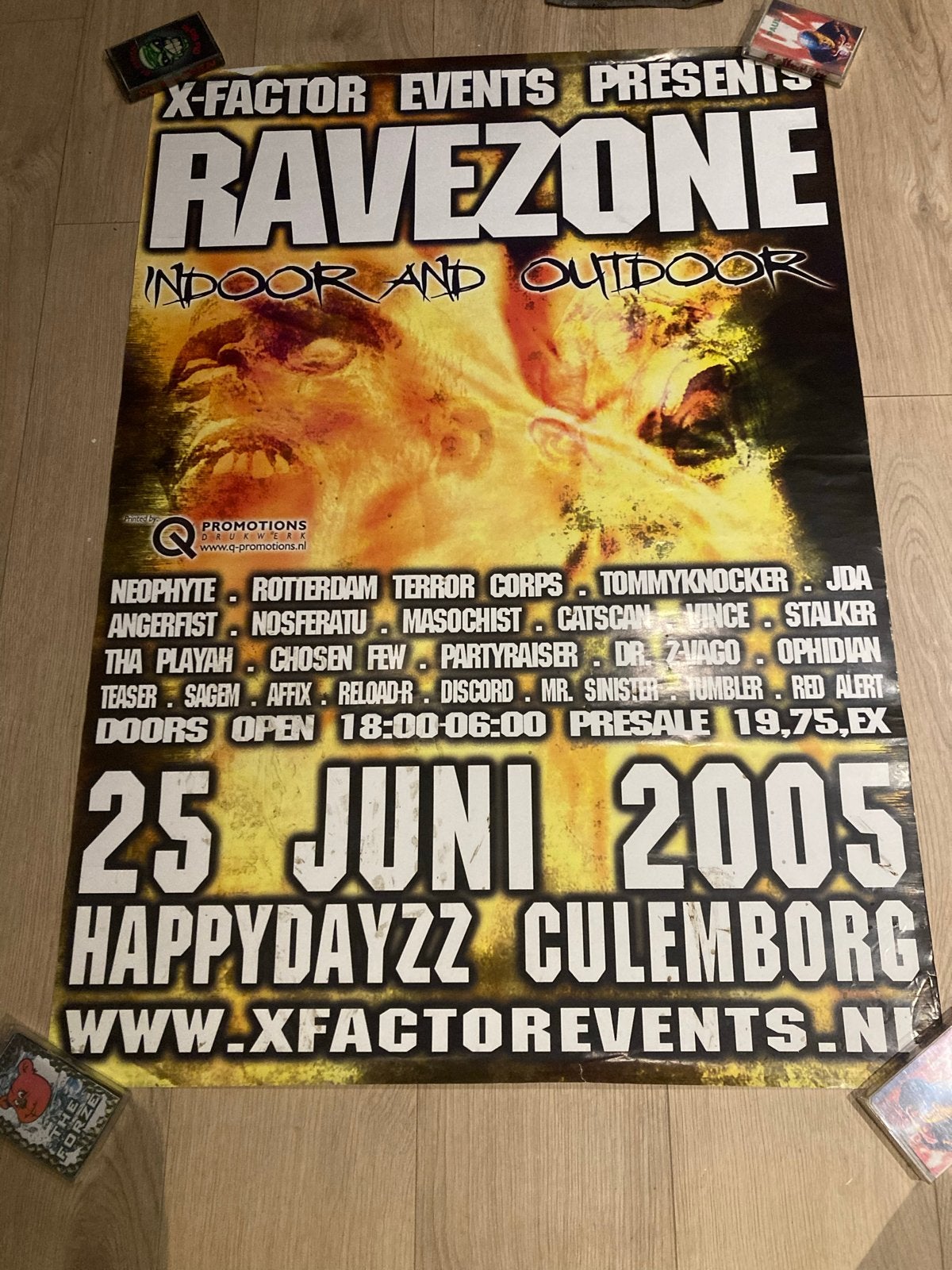 Poster Ravezone Hardcore Gabber, Ophalen of Verzenden, A1 t/m A3, Muziek, Rechthoekig Staand