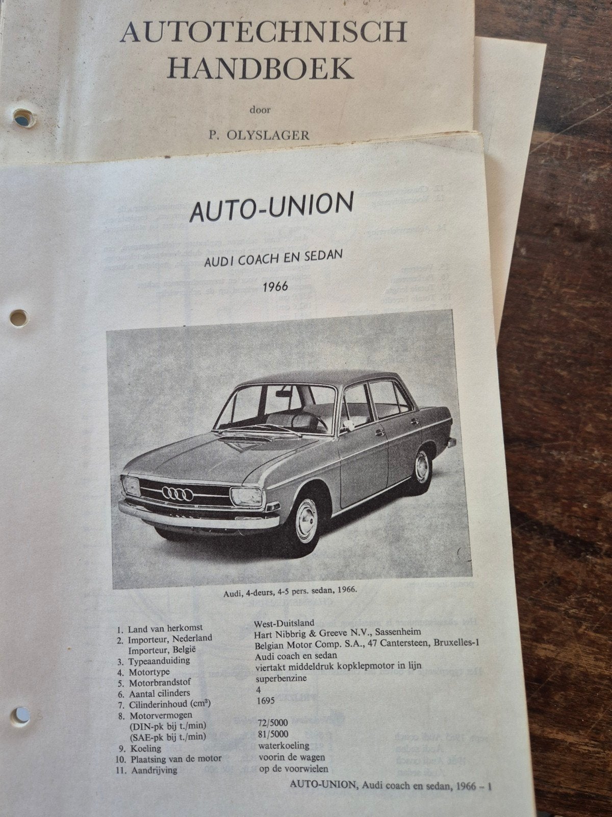 Olyslager Autotechnisch Handboek Audi Coach Sedan 1966, Boeken, Ophalen, Gelezen, Audi, P. Olyslager