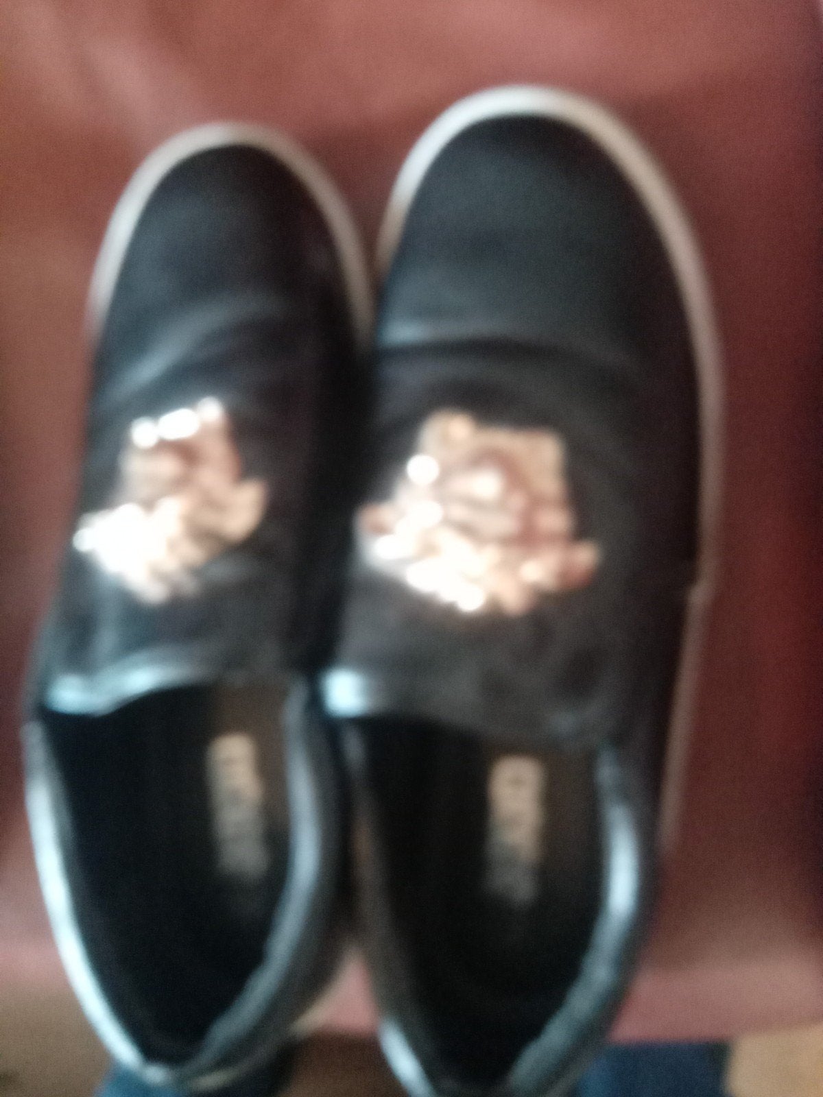 2 paar Zwarte Versace Instappers met Medusa Hoofd, Versace, Ophalen, Zwart, Instappers