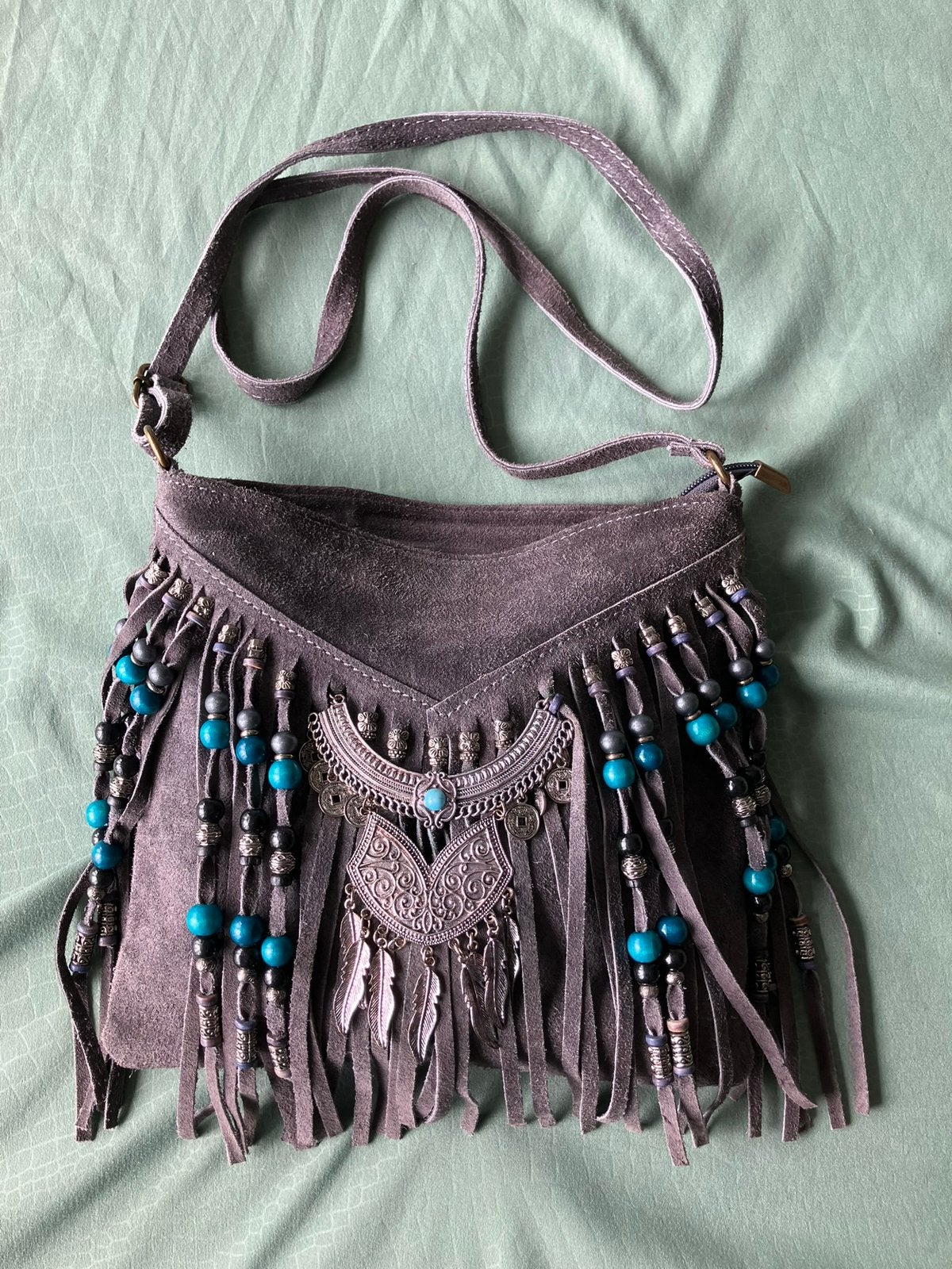 New Festival Grey Suede Bag Ethnic Style, Ophalen of Verzenden, Nieuw, Grijs, Schoudertasje