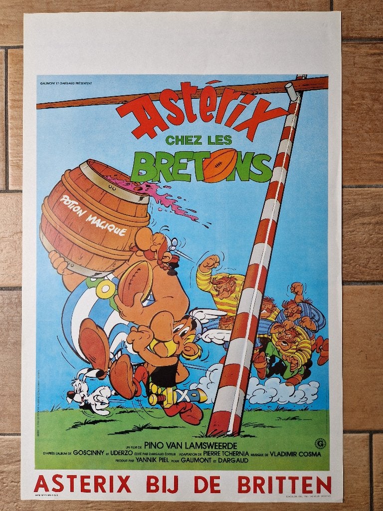 filmaffiche Asterix bij de Britten 1986 filmposter, Rechthoekig Staand, Ophalen of Verzenden, Zo goed als nieuw, A1 t/m A3