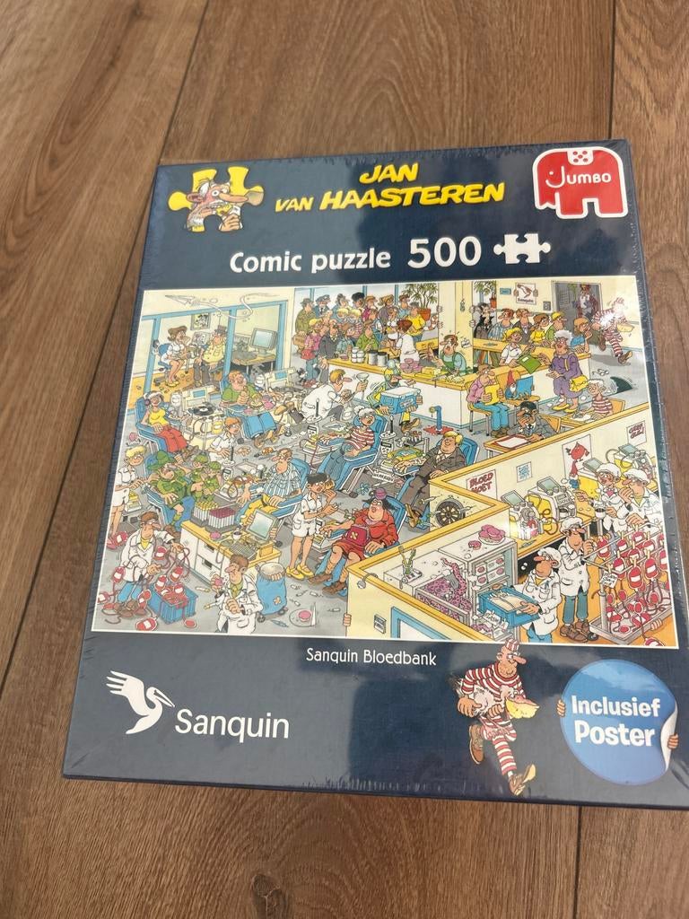 Jan van Haasteren - Bloedbank Sanquin - 500 stukjes - Nieuw, Ophalen of Verzenden, 500 t/m 1500 stukjes, Nieuw, Legpuzzel
