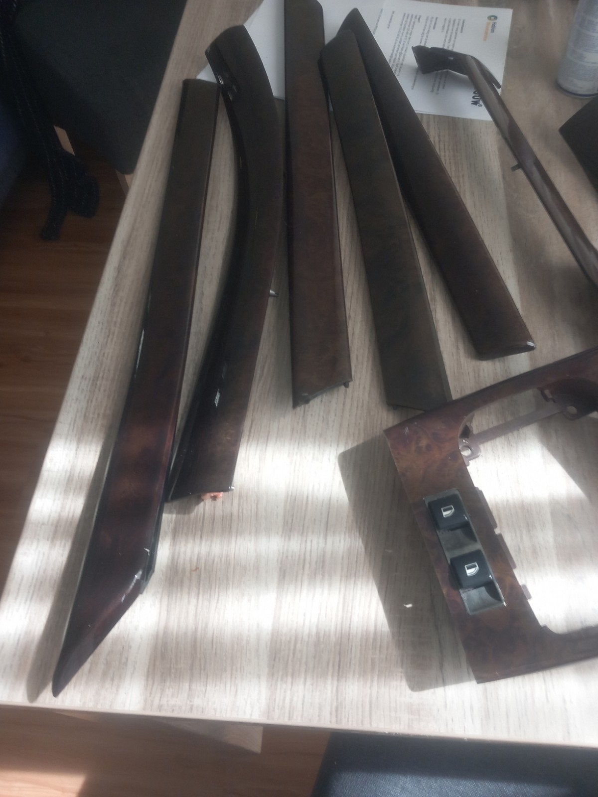 BMW E90/E91 Wortelhout Interieurlijsten Set met Schakelaars, Auto-onderdelen, Ophalen of Verzenden, Gebruikt, BMW