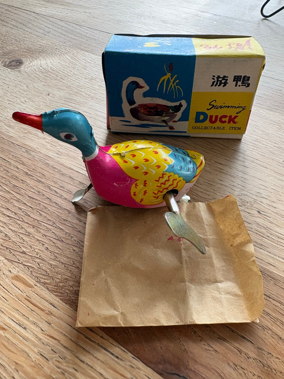 Vintage Opwind Eend Speelgoed - "Swimming Duck", Ophalen of Verzenden, Zo goed als nieuw
