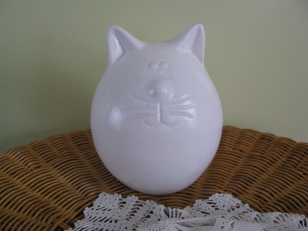 Bolle buik poes * WIT * jaren '80 * MIAUW mag ik bij JOU ?, Verzamelen, Beelden en Beeldjes, Ophalen of Verzenden, Zo goed als nieuw