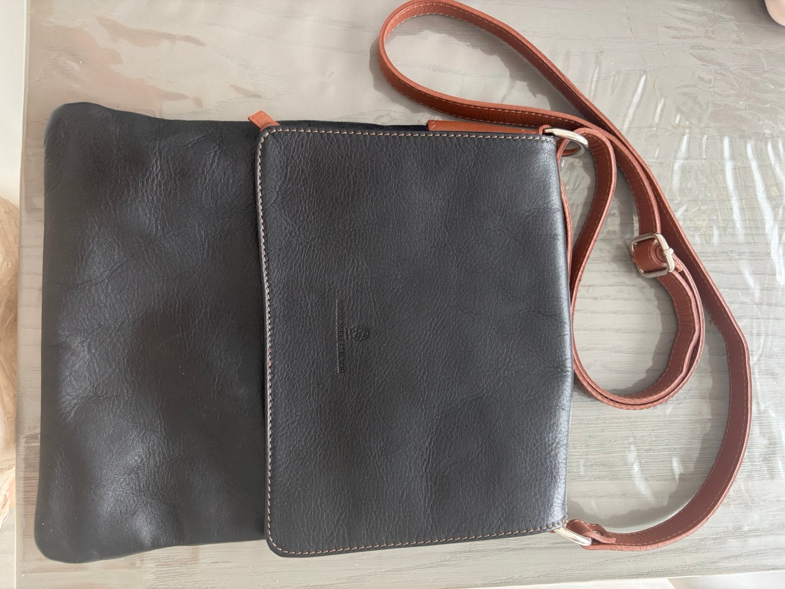 Italiaanse Leren Crossbody Tas - Borgo degli Etruschi, Ophalen of Verzenden, Nieuw, Zwart, Schoudertasje